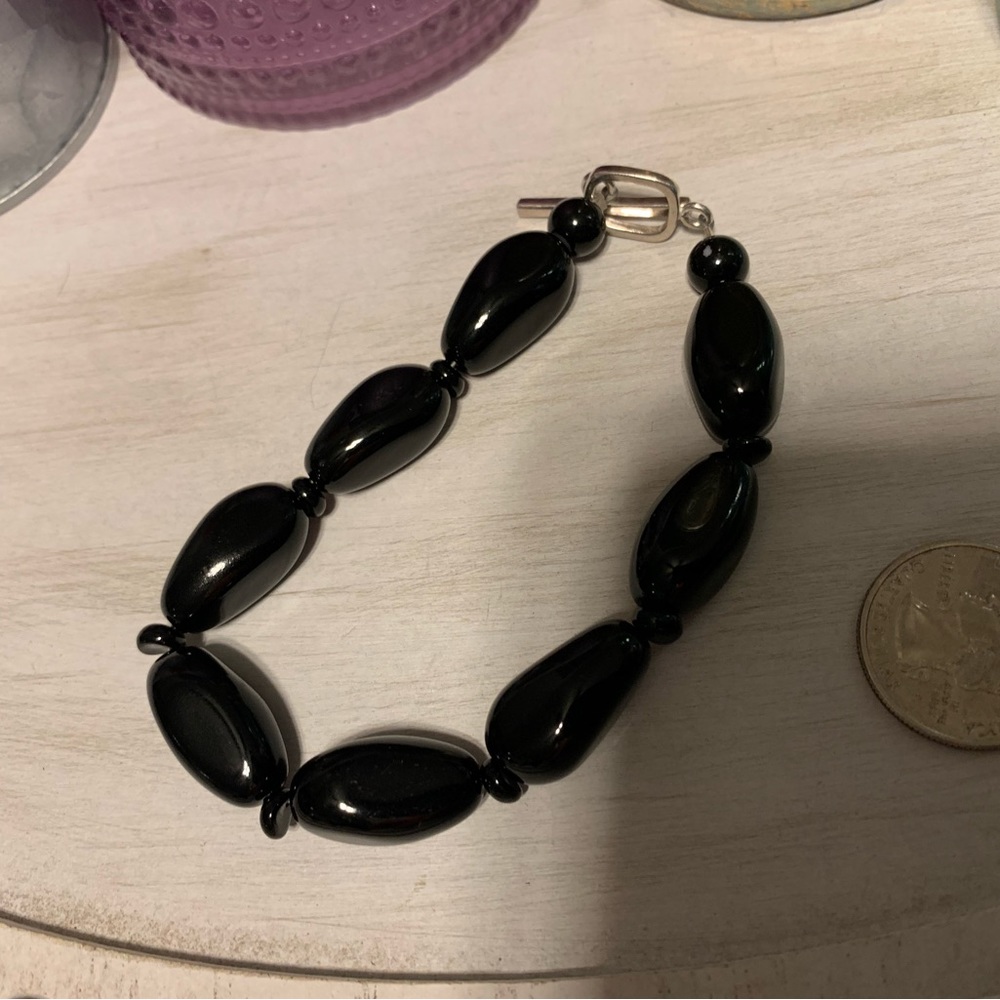 Sterling Silver & Onyx Bracelet - Picture 3 of 9